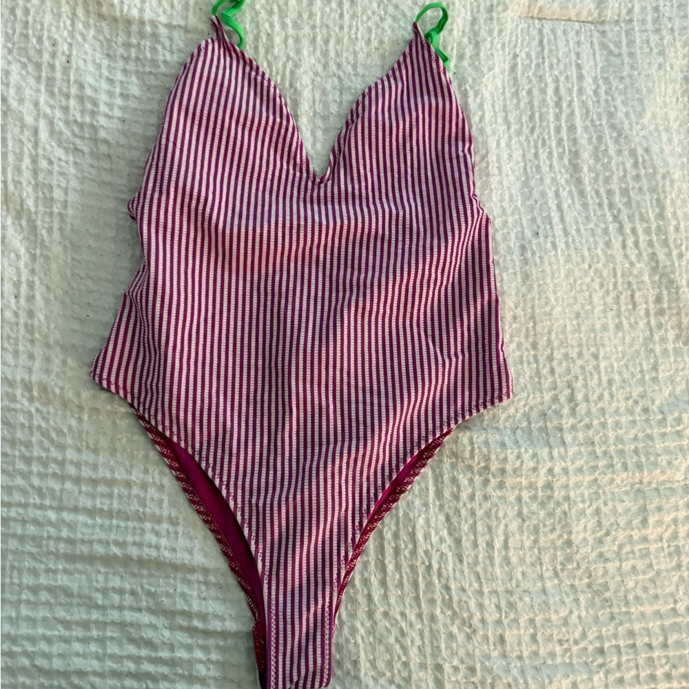 Zara Pink and White Striped Garment